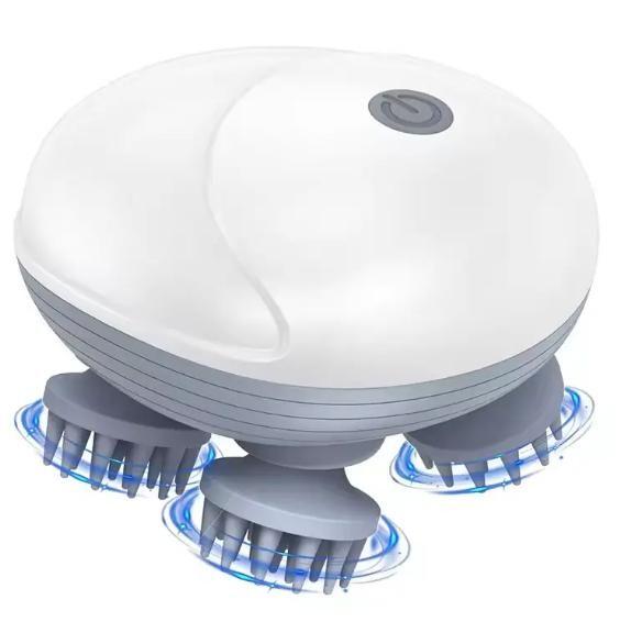 Electric Scalp & Body Massager – Portable USB Rechargeable with 4 Heads